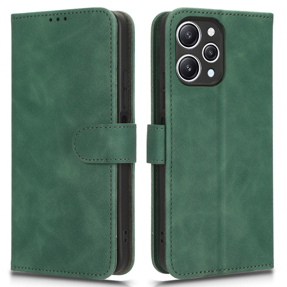 PU Leather Phone Cover for Xiaomi Redmi 12 4G , Cell Phone Case Skin-touch Stand Wallet Shell - Green