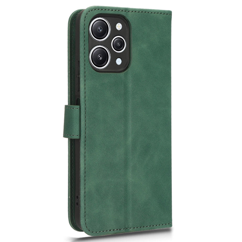 PU Leather Phone Cover for Xiaomi Redmi 12 4G , Cell Phone Case Skin-touch Stand Wallet Shell - Green