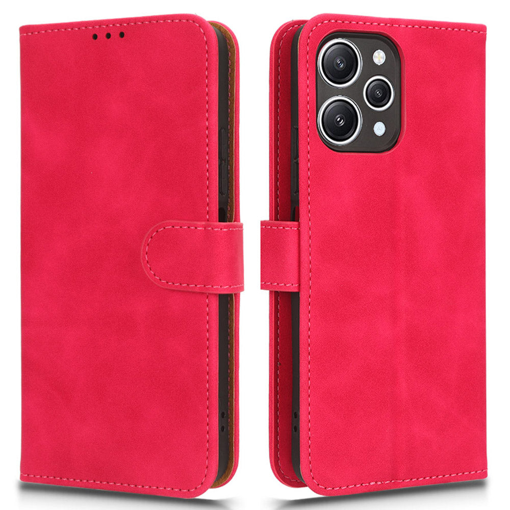 PU Leather Phone Cover for Xiaomi Redmi 12 4G , Cell Phone Case Skin-touch Stand Wallet Shell - Rose
