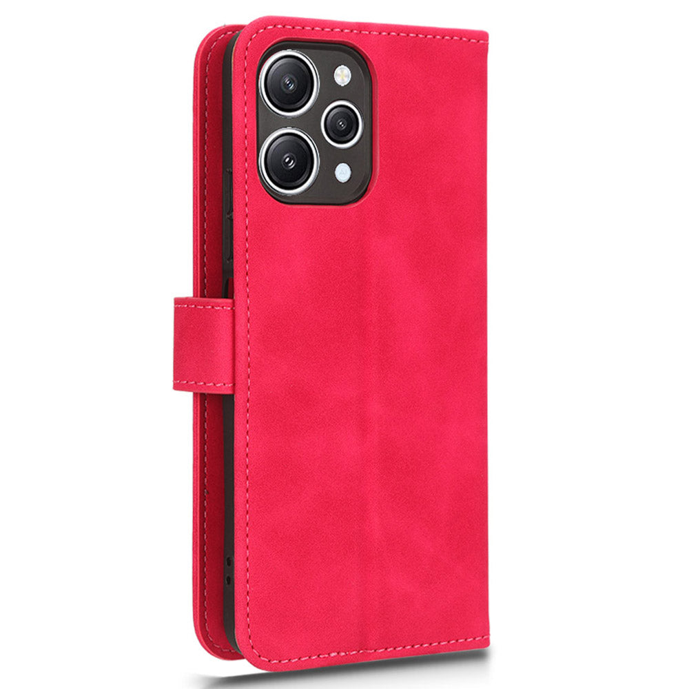 PU Leather Phone Cover for Xiaomi Redmi 12 4G , Cell Phone Case Skin-touch Stand Wallet Shell - Rose
