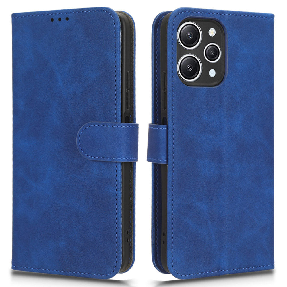 PU Leather Phone Cover for Xiaomi Redmi 12 4G , Cell Phone Case Skin-touch Stand Wallet Shell - Blue