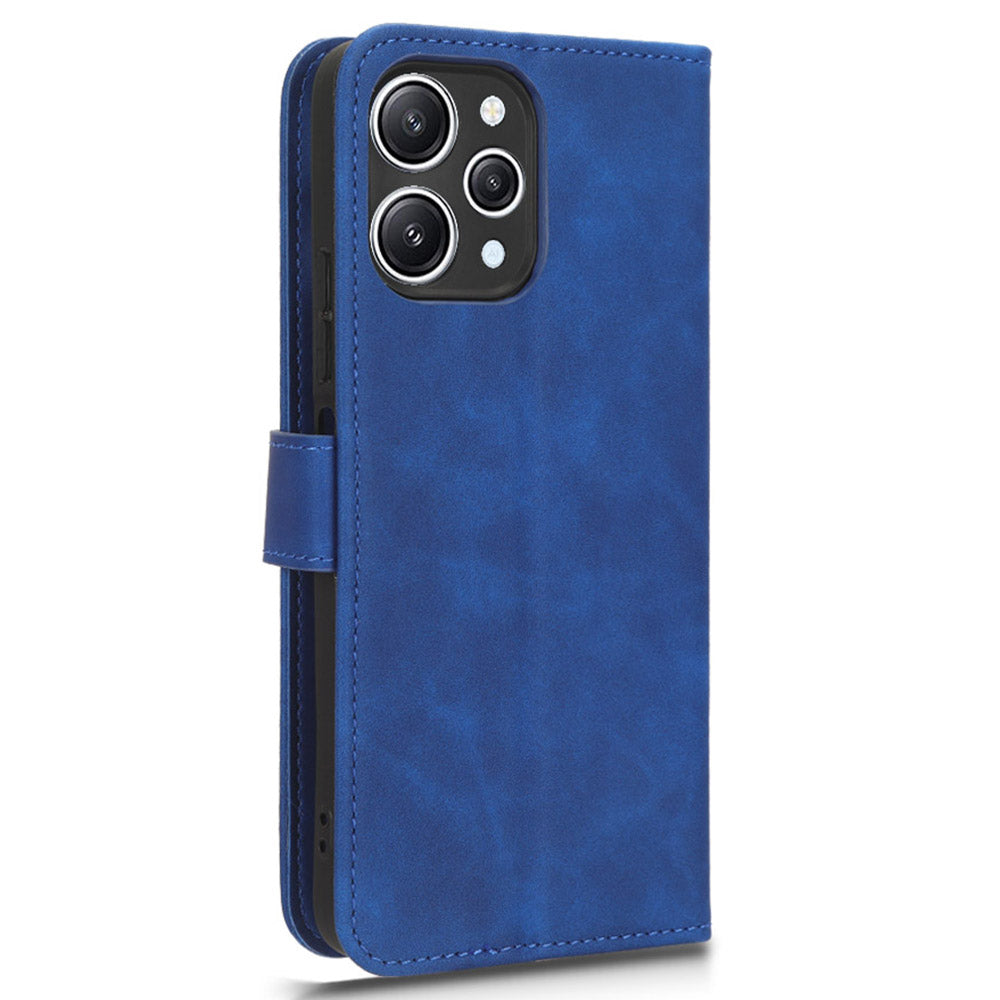 PU Leather Phone Cover for Xiaomi Redmi 12 4G , Cell Phone Case Skin-touch Stand Wallet Shell - Blue