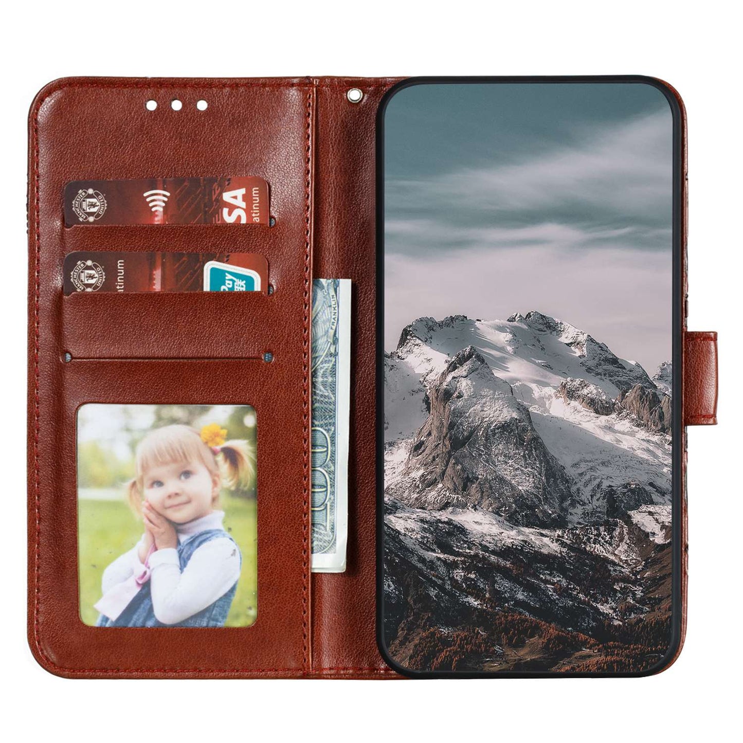 Uniqkart for Samsung Galaxy A04e 4G / M04 4G / F04 4G Stand Phone Case Imprinting Mandala Flower Flip PU Leather Magnetic Protective Cover - Brown