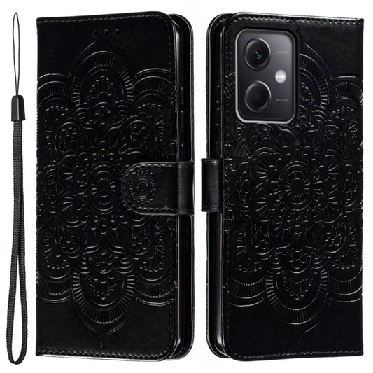 Uniqkart for Xiaomi Poco X5 5G / Redmi Note 12 5G (China) / (Global) / (India) Mandala Imprinted Case Leather Wallet Stand Phone Cover - Black