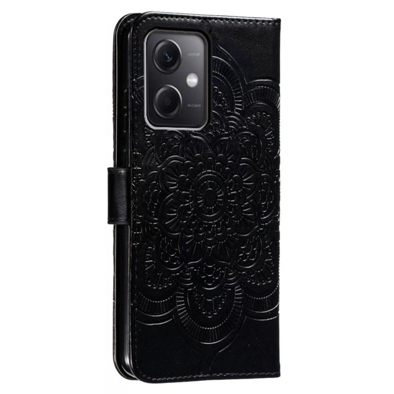 Uniqkart for Xiaomi Poco X5 5G / Redmi Note 12 5G (China) / (Global) / (India) Mandala Imprinted Case Leather Wallet Stand Phone Cover - Black