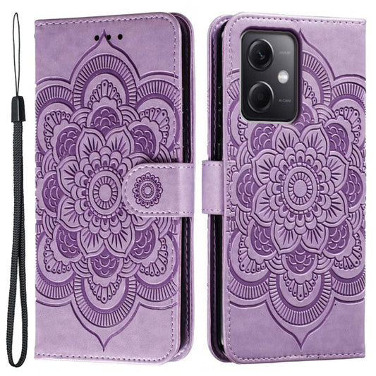 Uniqkart for Xiaomi Poco X5 5G / Redmi Note 12 5G (China) / (Global) / (India) Mandala Imprinted Case Leather Wallet Stand Phone Cover - Purple