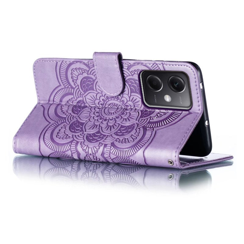 Uniqkart for Xiaomi Poco X5 5G / Redmi Note 12 5G (China) / (Global) / (India) Mandala Imprinted Case Leather Wallet Stand Phone Cover - Purple