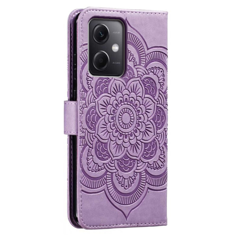 Uniqkart for Xiaomi Poco X5 5G / Redmi Note 12 5G (China) / (Global) / (India) Mandala Imprinted Case Leather Wallet Stand Phone Cover - Purple