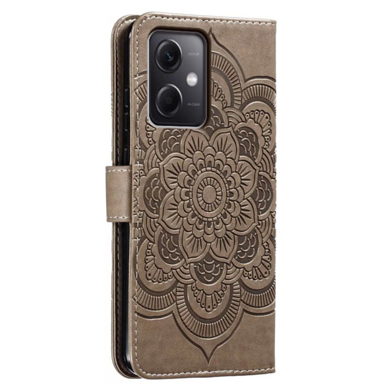Uniqkart for Xiaomi Poco X5 5G / Redmi Note 12 5G (China) / (Global) / (India) Mandala Imprinted Case Leather Wallet Stand Phone Cover - Grey