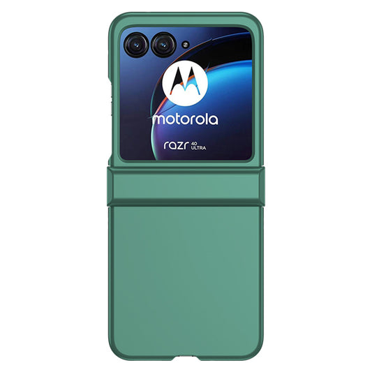 Uniqkart for Motorola Razr 40 Ultra 5G Hard PC Phone Cover Shockproof Hinge Protection Skin-touch Case - Dark Green