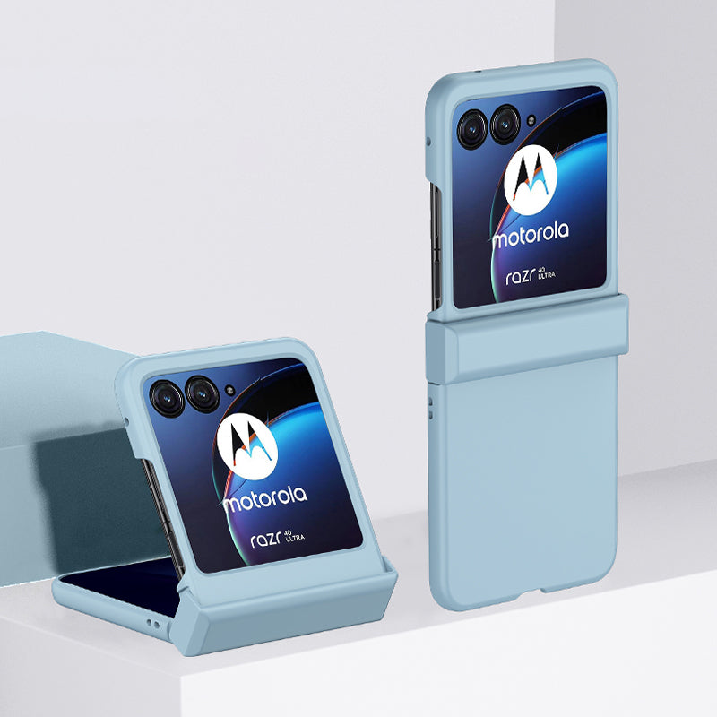 Uniqkart for Motorola Razr 40 Ultra 5G Hard PC Phone Cover Shockproof Hinge Protection Skin-touch Case - Baby Blue