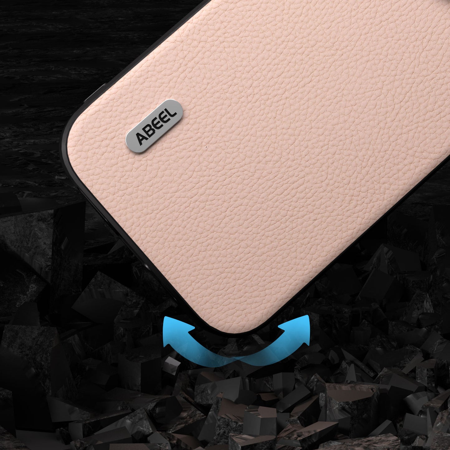 Cowhide Leather Coated PC+TPU Case for iPhone 15 Litchi Texture Shockproof Phone Cover - Pink