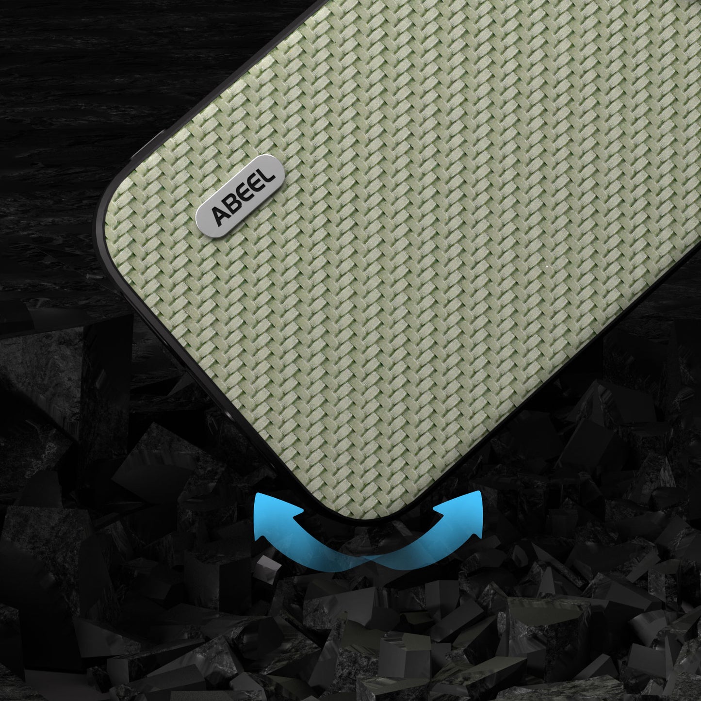 Uniqkart Carbon Fiber Texture Phone Case for iPhone 15 , PU Leather Coated PC+TPU Phone Cover - Green