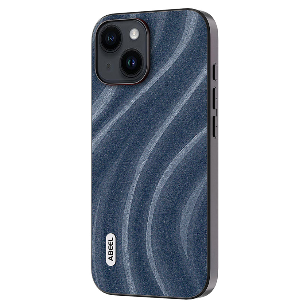 Uniqkart Milky Way Series Phone Case for iPhone 15 , PU Leather Coated PC+TPU Anti-drop Cover - Blue