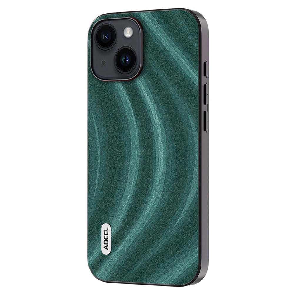 Uniqkart Milky Way Series Phone Case for iPhone 15 , PU Leather Coated PC+TPU Anti-drop Cover - Green