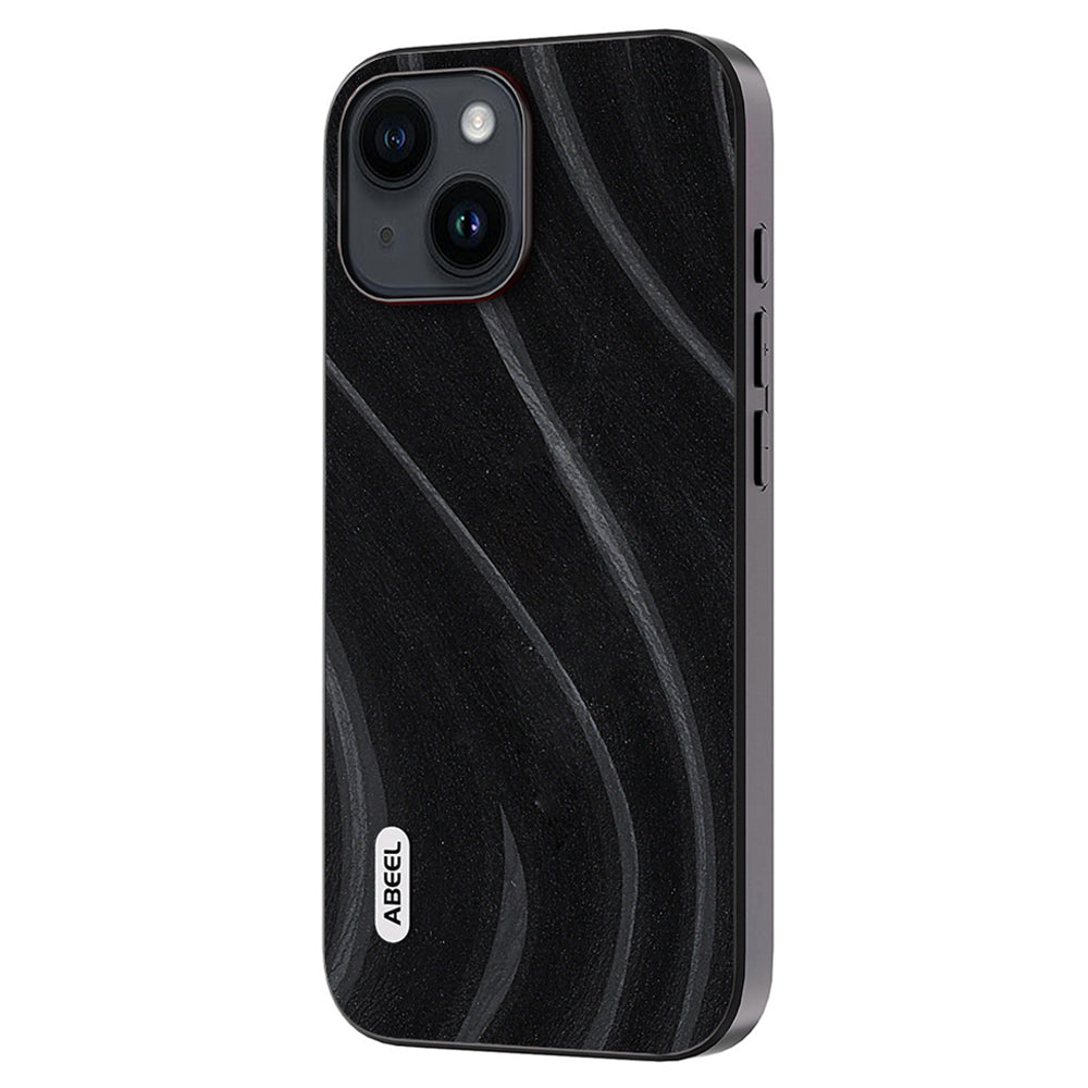 Uniqkart Milky Way Series Phone Case for iPhone 15 , PU Leather Coated PC+TPU Anti-drop Cover - Black