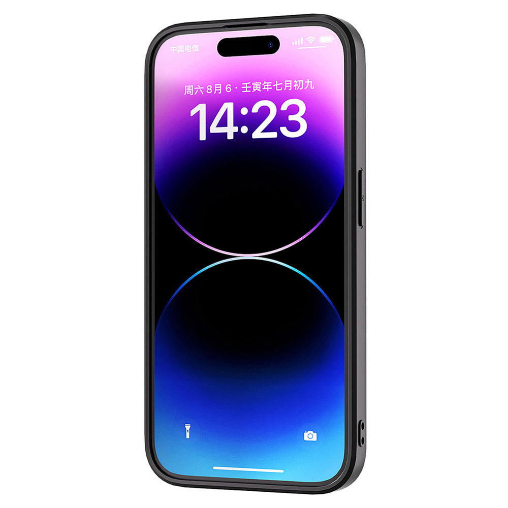 Uniqkart Milky Way Series Phone Case for iPhone 15 , PU Leather Coated PC+TPU Anti-drop Cover - Black