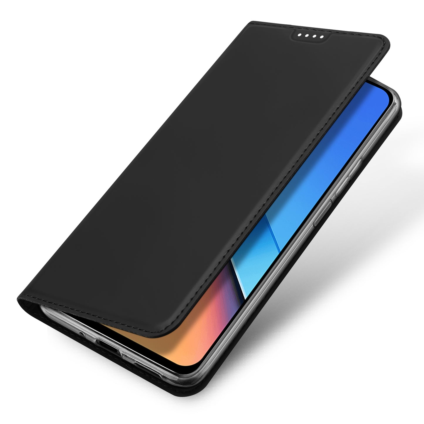 DUX DUCIS Skin Pro Series for Xiaomi Redmi 12 4G / 12R 4G Card Holder PU Leather Phone Case Flip Stand Cover - Black
