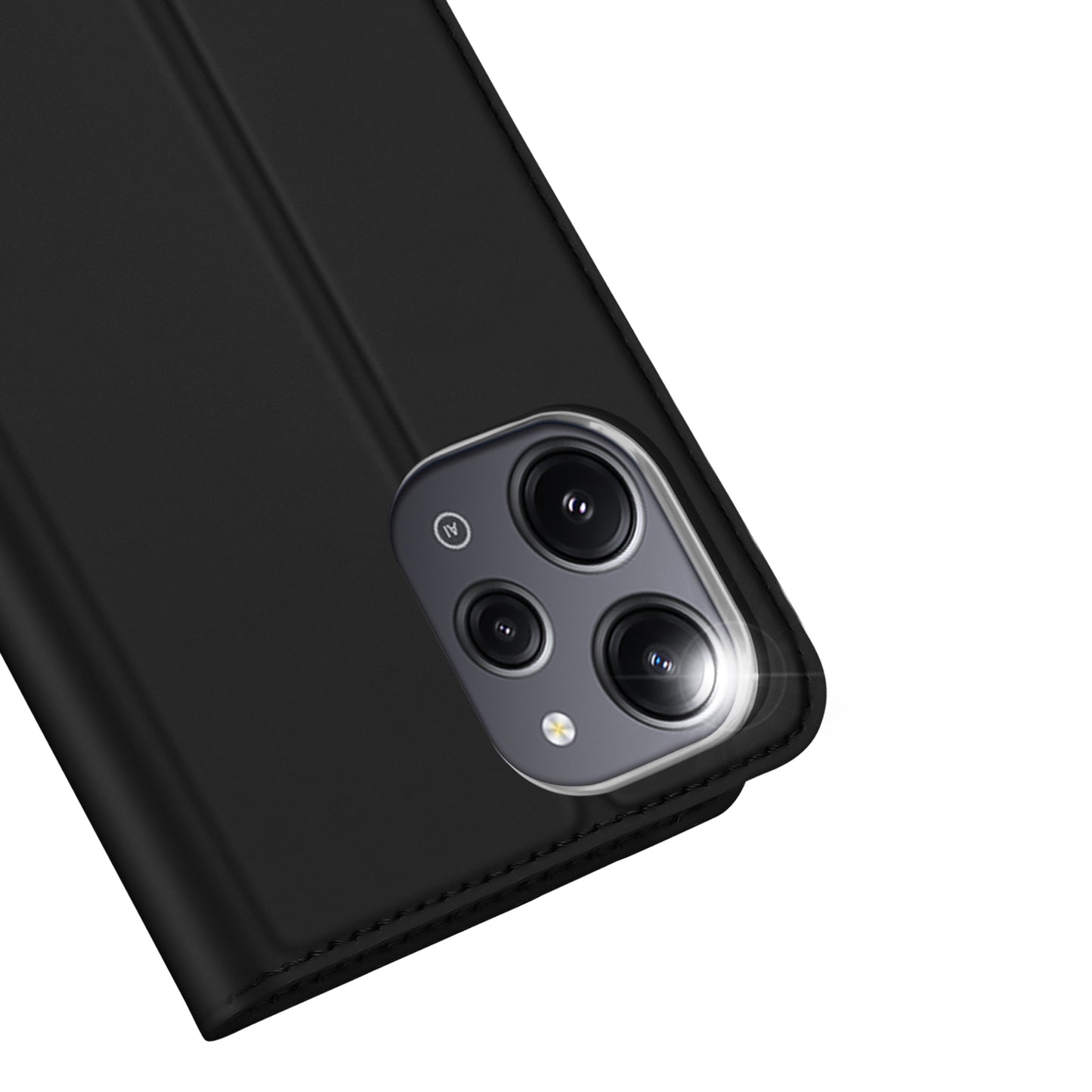 DUX DUCIS Skin Pro Series for Xiaomi Redmi 12 4G / 12R 4G Card Holder PU Leather Phone Case Flip Stand Cover - Black