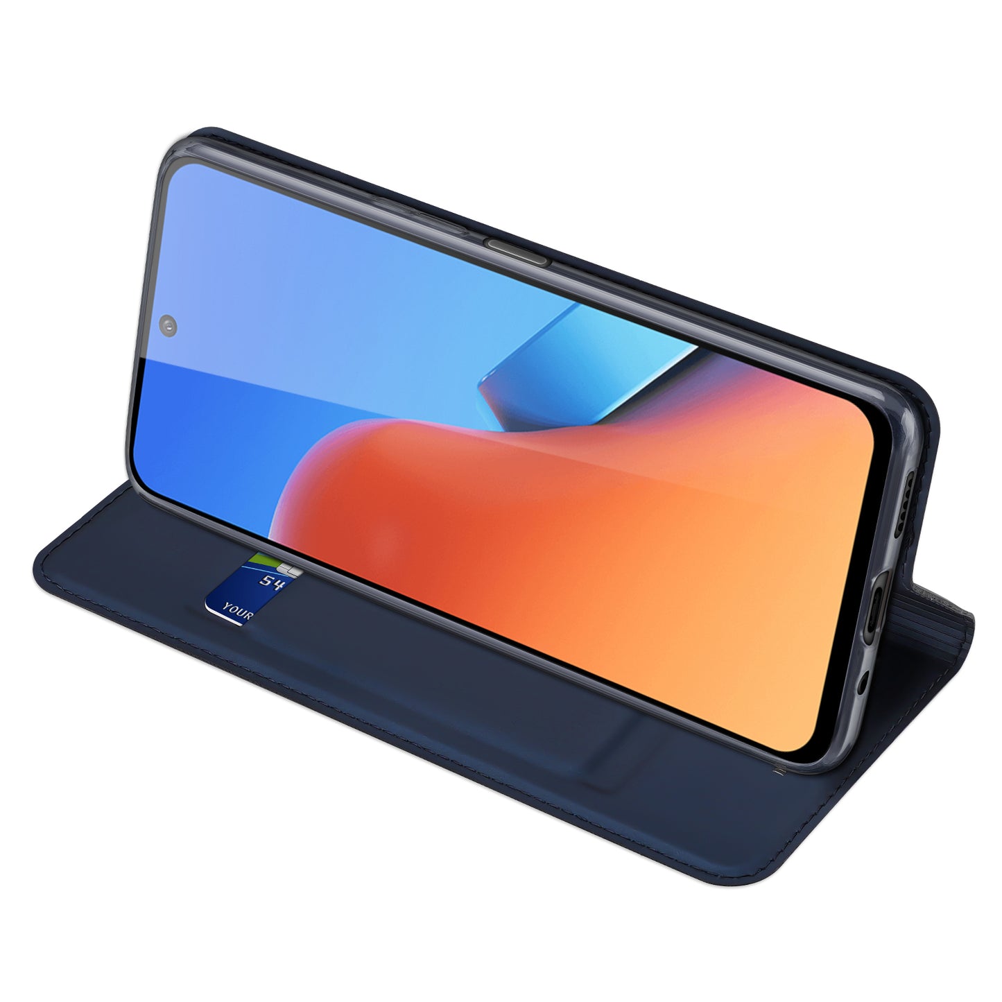 DUX DUCIS Skin Pro Series for Xiaomi Redmi 12 4G / 12R 4G Card Holder PU Leather Phone Case Flip Stand Cover - Blue
