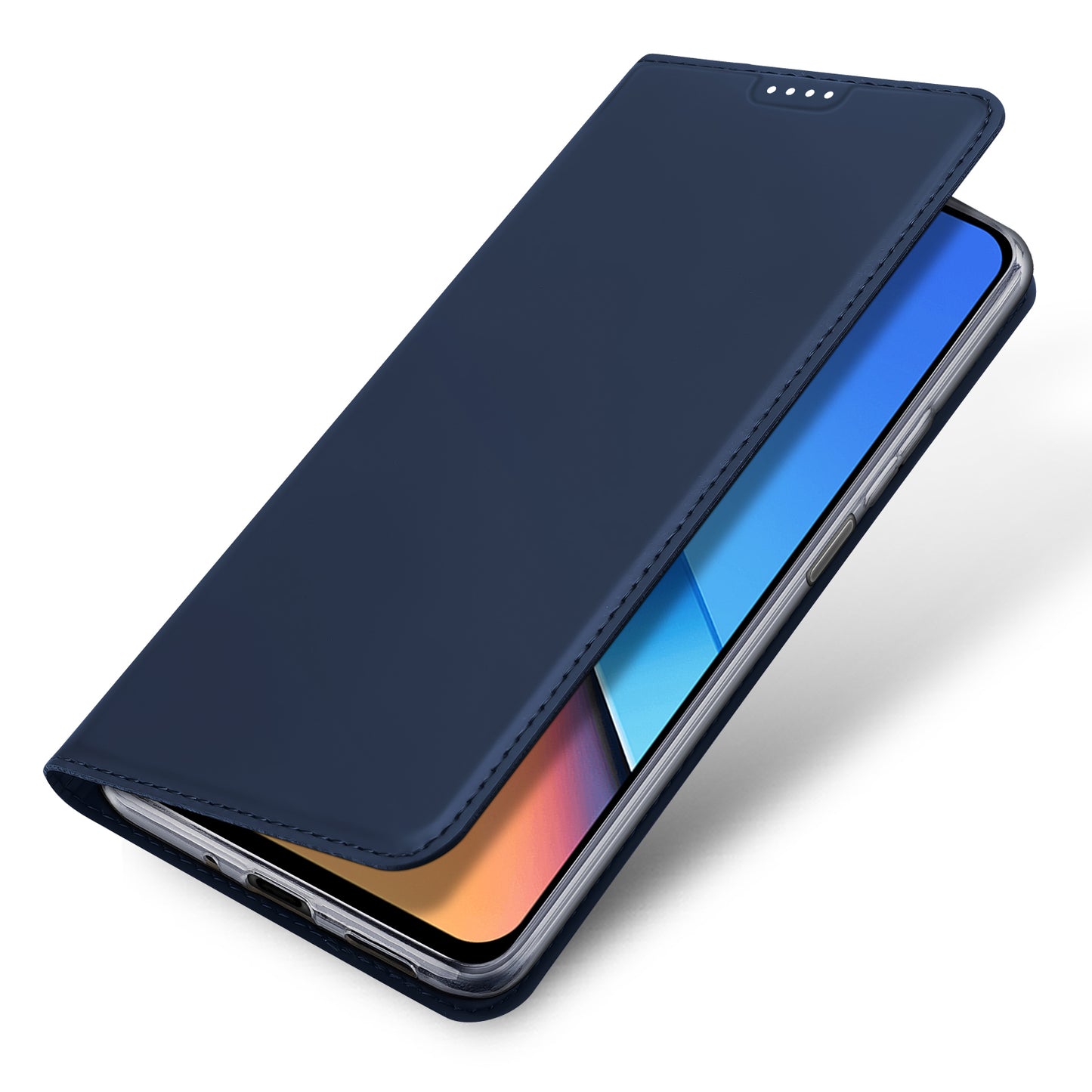 DUX DUCIS Skin Pro Series for Xiaomi Redmi 12 4G / 12R 4G Card Holder PU Leather Phone Case Flip Stand Cover - Blue