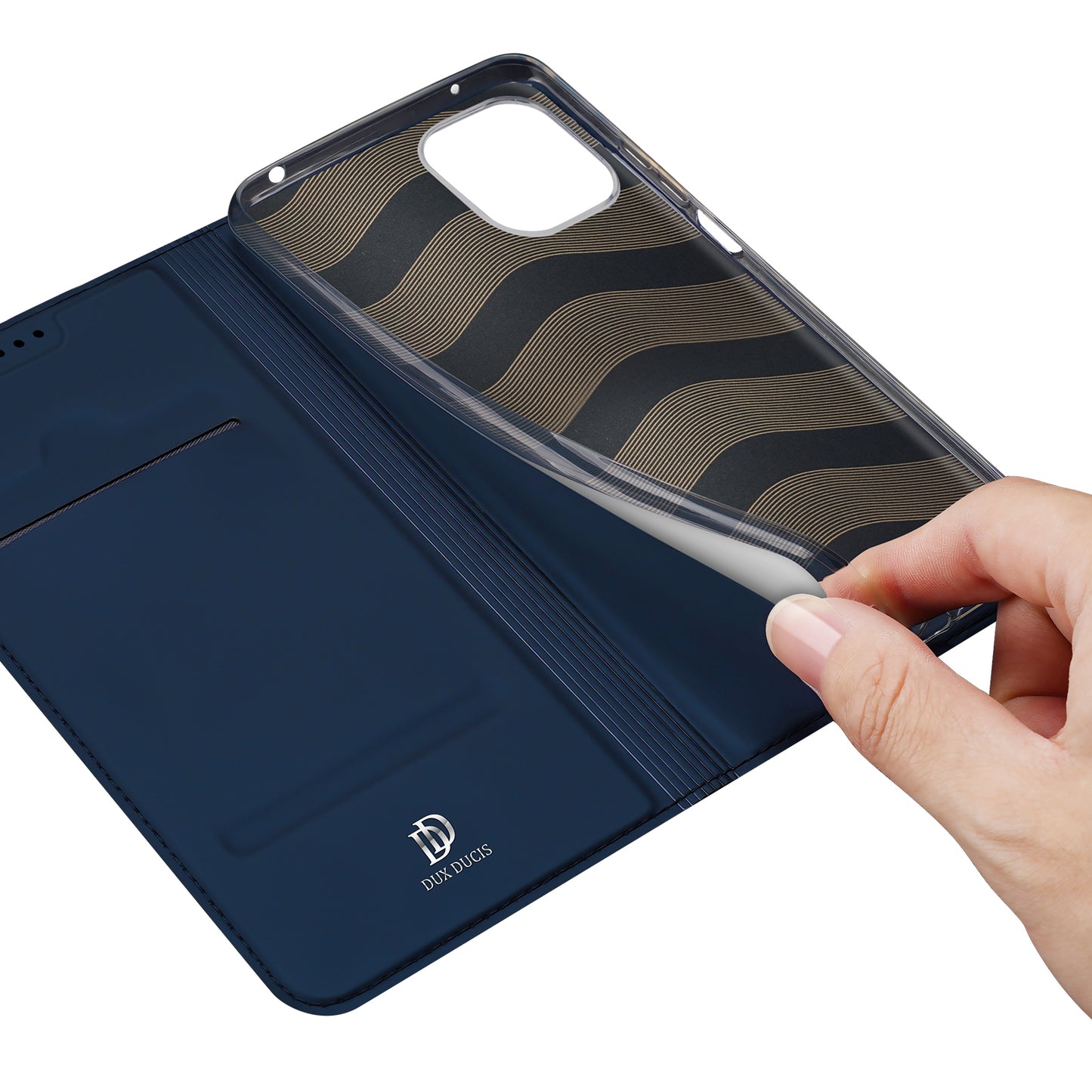 DUX DUCIS Skin Pro Series for Xiaomi Redmi 12 4G / 12R 4G Card Holder PU Leather Phone Case Flip Stand Cover - Blue
