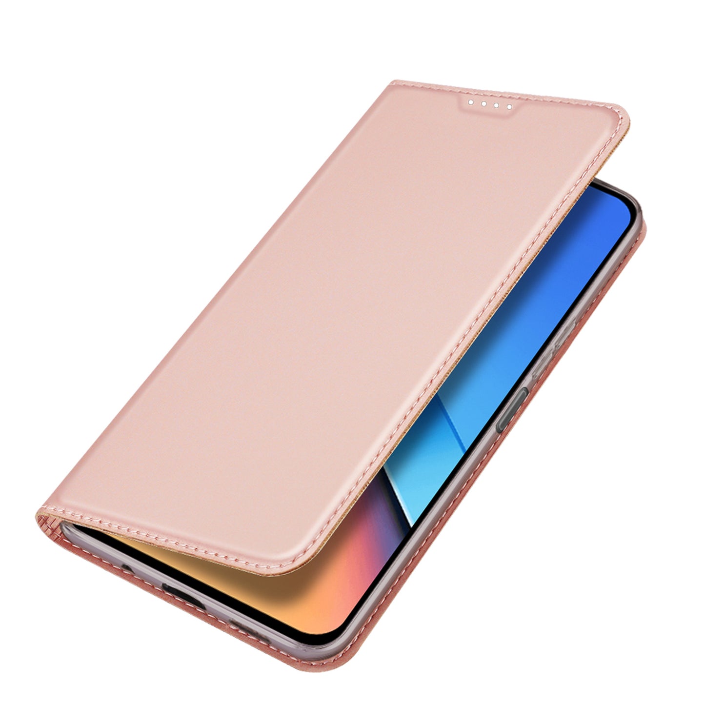 DUX DUCIS Skin Pro Series for Xiaomi Redmi 12 4G / 12R 4G Card Holder PU Leather Phone Case Flip Stand Cover - Pink