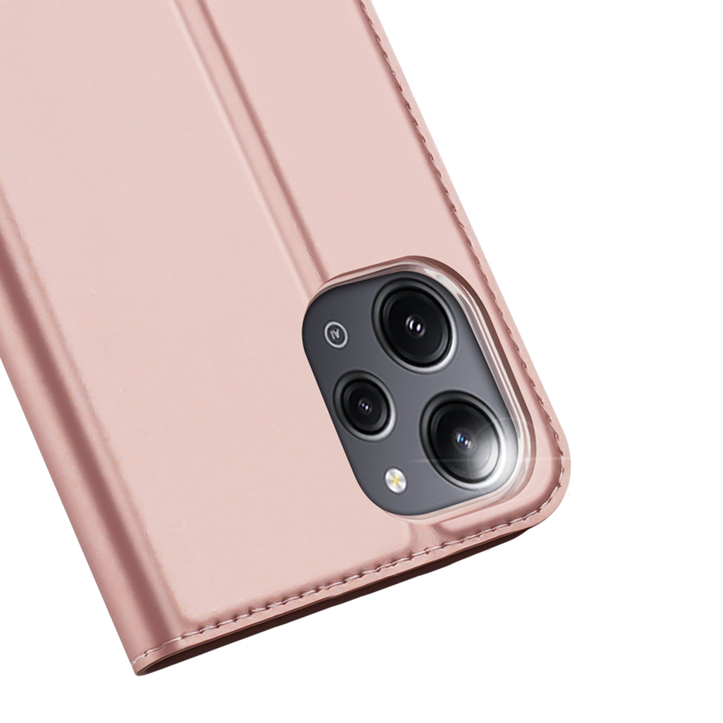 DUX DUCIS Skin Pro Series for Xiaomi Redmi 12 4G / 12R 4G Card Holder PU Leather Phone Case Flip Stand Cover - Pink