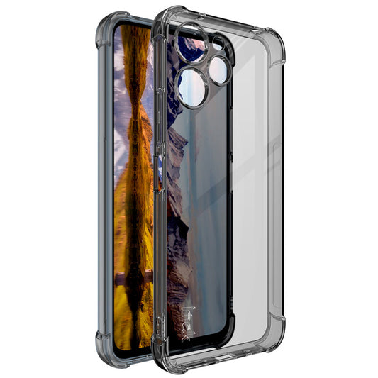 IMAK For Xiaomi Redmi 12 4G Phone Case Four Corner Shock-Absorbed Clear Back Cover TPU Shell - Transparent Black