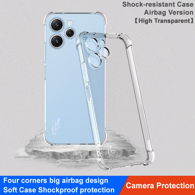 IMAK For Xiaomi Redmi 12 4G Phone Case Four Corner Shock-Absorbed Clear Back Cover TPU Shell - Transparent