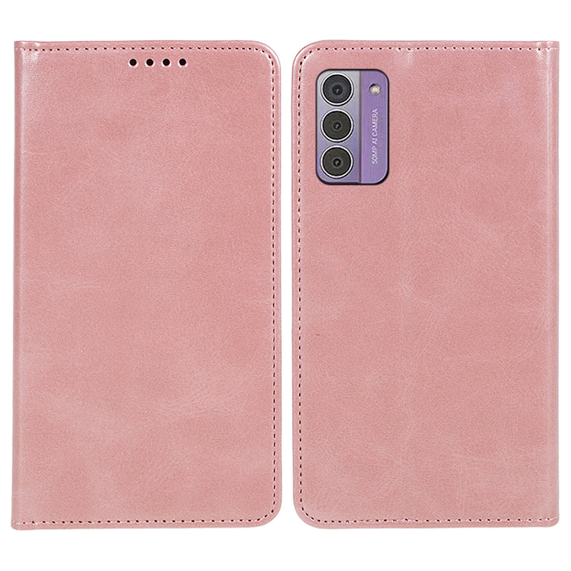 Uniqkart for Nokia G42 Calf Texture Scratch Resistant PU Leather Cover Flip Stand Wallet Phone Case - Rose Gold