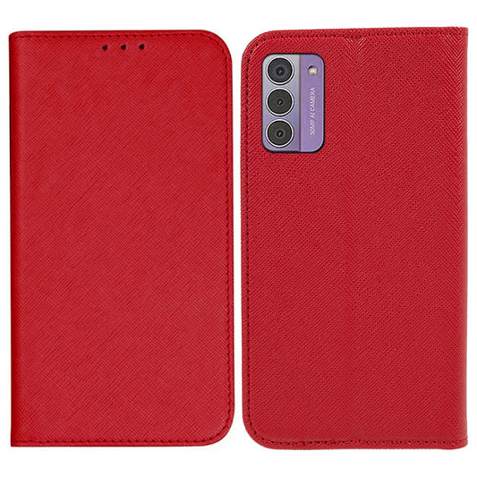Uniqkart for Nokia G42 Flip Stand Wallet Shell Cross Texture PU Leather Shockproof Phone Case - Red
