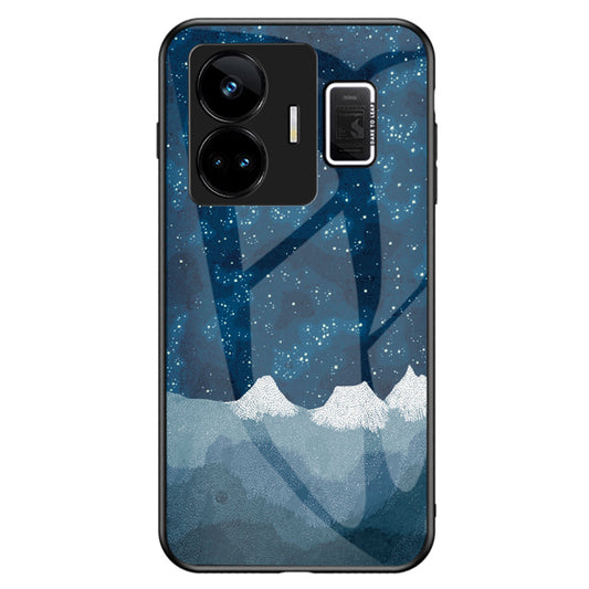Uniqkart for Realme GT Neo 5 5G Starry Sky Pattern Phone Case PC+TPU+Tempered Glass Anti-drop Cover - Scattering Starry