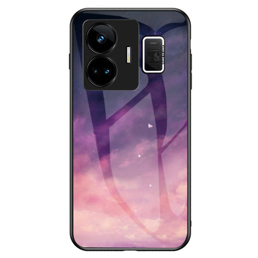 Uniqkart for Realme GT Neo 5 5G Starry Sky Pattern Phone Case PC+TPU+Tempered Glass Anti-drop Cover - Dream Starry Sky
