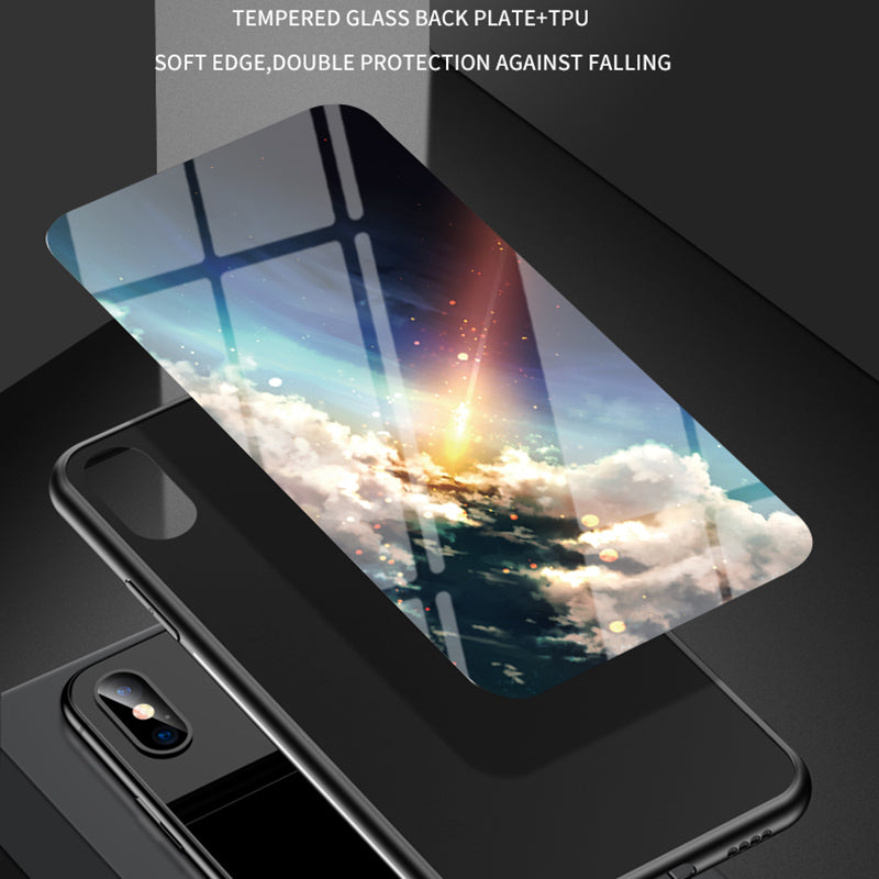 Uniqkart for Realme GT Neo 5 5G Starry Sky Pattern Phone Case PC+TPU+Tempered Glass Anti-drop Cover - Dream Starry Sky