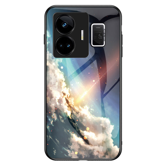 Uniqkart for Realme GT Neo 5 5G Starry Sky Pattern Phone Case PC+TPU+Tempered Glass Anti-drop Cover - Bright Starry Sky