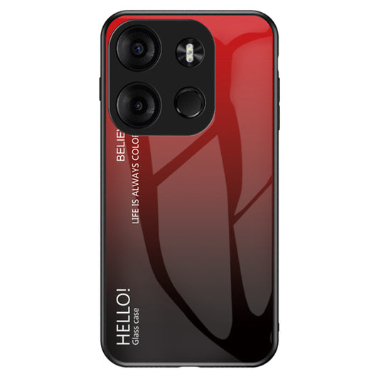 Uniqkart for Tecno Spark Go 2023 4G Gradient Back Case PC+TPU+Tempered Glass Phone Cover - Gradient Red Black