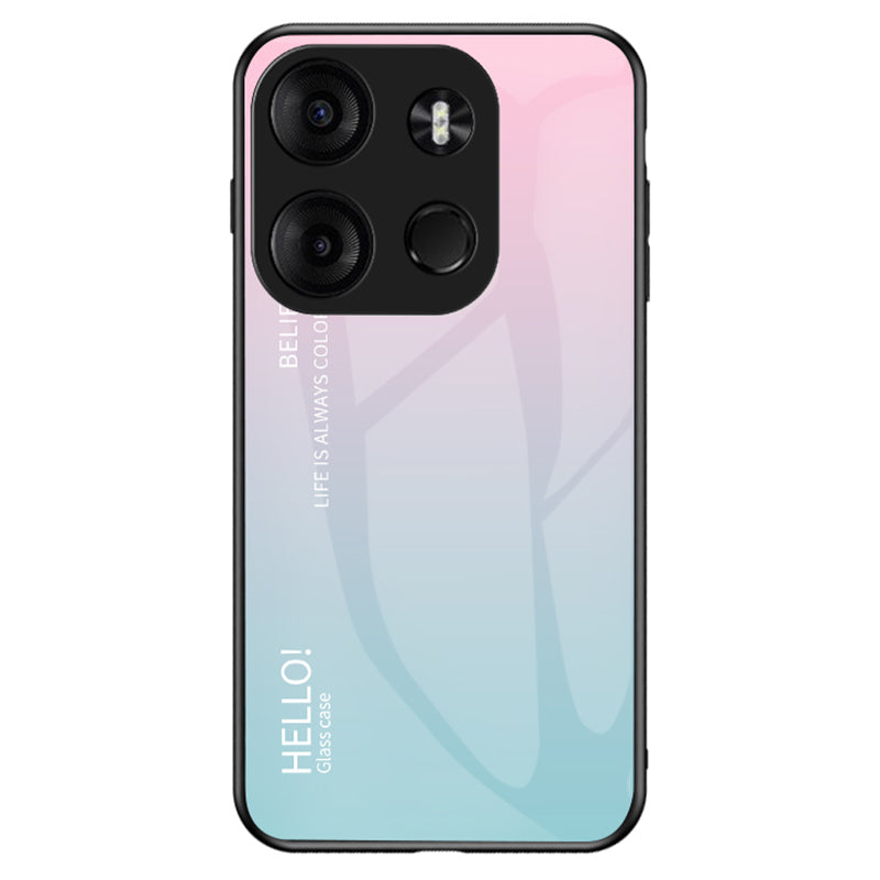Uniqkart for Tecno Spark Go 2023 4G Gradient Back Case PC+TPU+Tempered Glass Phone Cover - Gradient Pink Blue