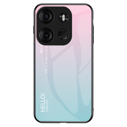 Uniqkart for Tecno Spark Go 2023 4G Gradient Back Case PC+TPU+Tempered Glass Phone Cover - Gradient Pink Blue