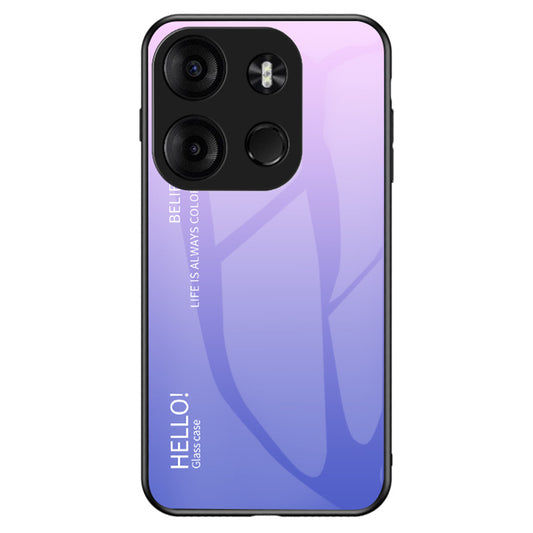 Uniqkart for Tecno Spark Go 2023 4G Gradient Back Case PC+TPU+Tempered Glass Phone Cover - Gradient Pink Purple