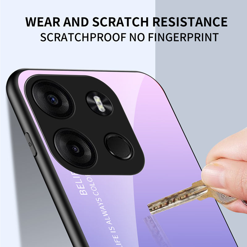 Uniqkart for Tecno Spark Go 2023 4G Gradient Back Case PC+TPU+Tempered Glass Phone Cover - Gradient Pink Purple