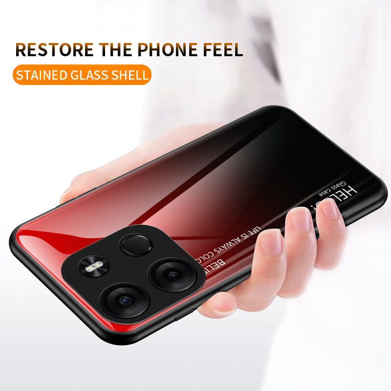 Uniqkart for Tecno Spark Go 2023 4G Gradient Back Case PC+TPU+Tempered Glass Phone Cover - Gradient Pink Purple