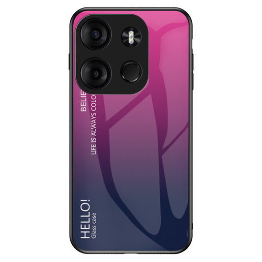 Uniqkart for Tecno Spark Go 2023 4G Gradient Back Case PC+TPU+Tempered Glass Phone Cover - Gradient Rose