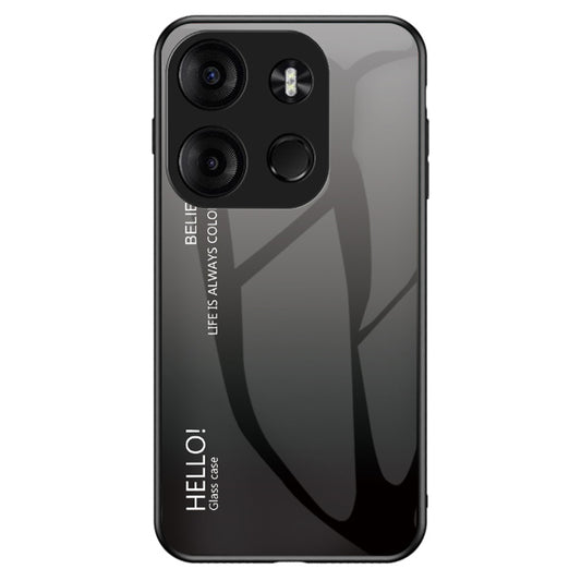 Uniqkart for Tecno Spark Go 2023 4G Gradient Back Case PC+TPU+Tempered Glass Phone Cover - Gradient Black Grey
