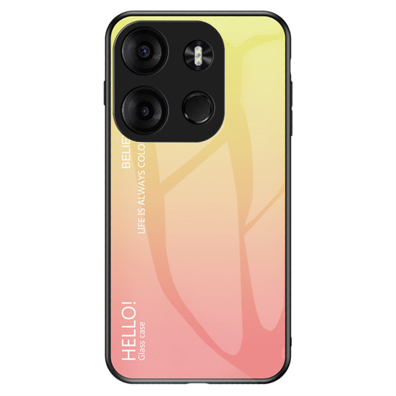 Uniqkart for Tecno Spark Go 2023 4G Gradient Back Case PC+TPU+Tempered Glass Phone Cover - Gradient Yellow