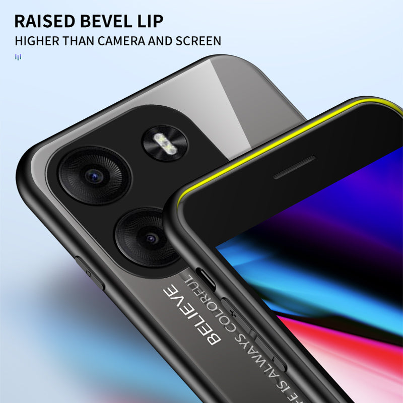 Uniqkart for Tecno Spark Go 2023 4G Gradient Back Case PC+TPU+Tempered Glass Phone Cover - Gradient Yellow