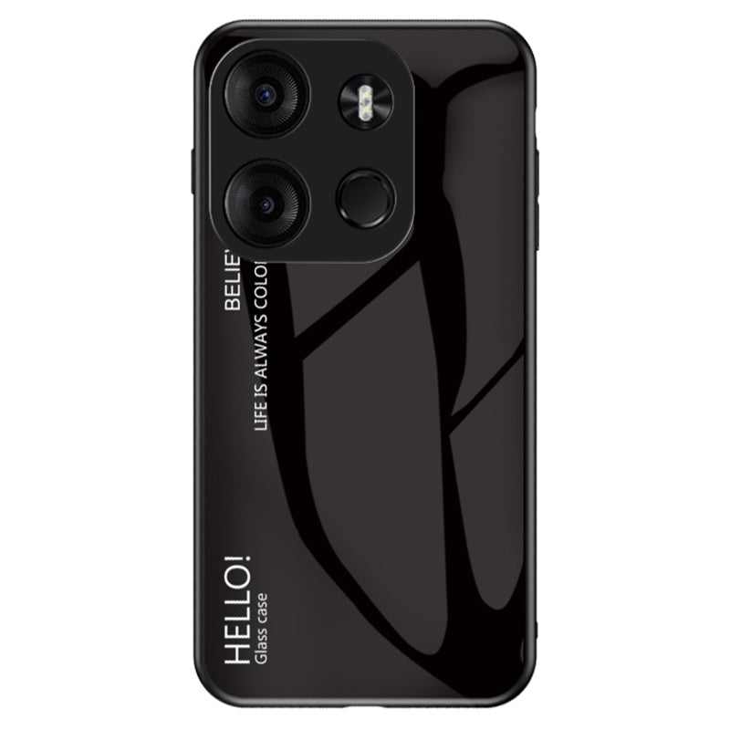 Uniqkart for Tecno Spark Go 2023 4G Gradient Back Case PC+TPU+Tempered Glass Phone Cover - Black