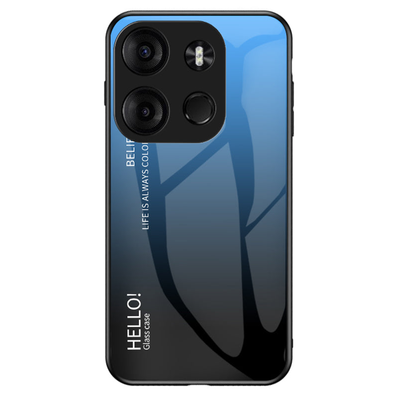 Uniqkart for Tecno Spark Go 2023 4G Gradient Back Case PC+TPU+Tempered Glass Phone Cover - Gradient Blue Black