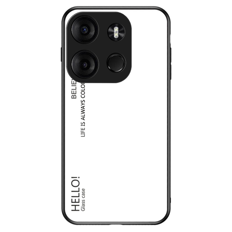 Uniqkart for Tecno Spark Go 2023 4G Gradient Back Case PC+TPU+Tempered Glass Phone Cover - White