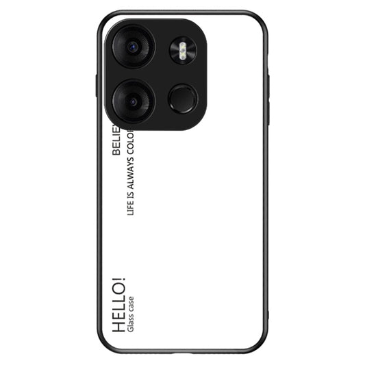 Uniqkart for Tecno Spark Go 2023 4G Gradient Back Case PC+TPU+Tempered Glass Phone Cover - White